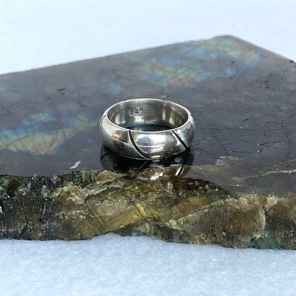 Sterling Silver 925 Mexico Horizontal Textured 6.5MM Rounded Band Ring Sz 7.5 - Picture 14 of 16